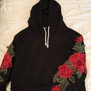 Cropped rose hoodie